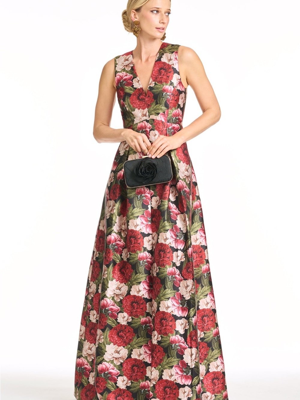 Sachin + Babi Brooklynne Gown In Peony Embers